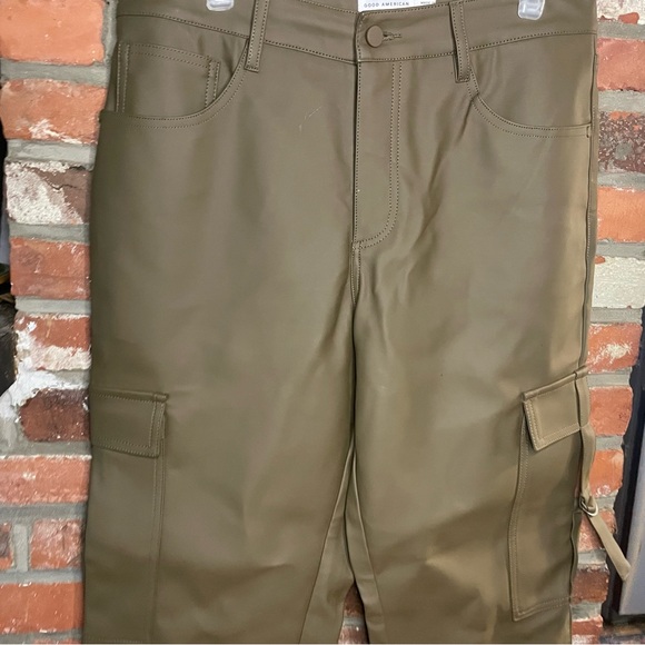 Green Leather Cargo Pants - Picture 2 of 5